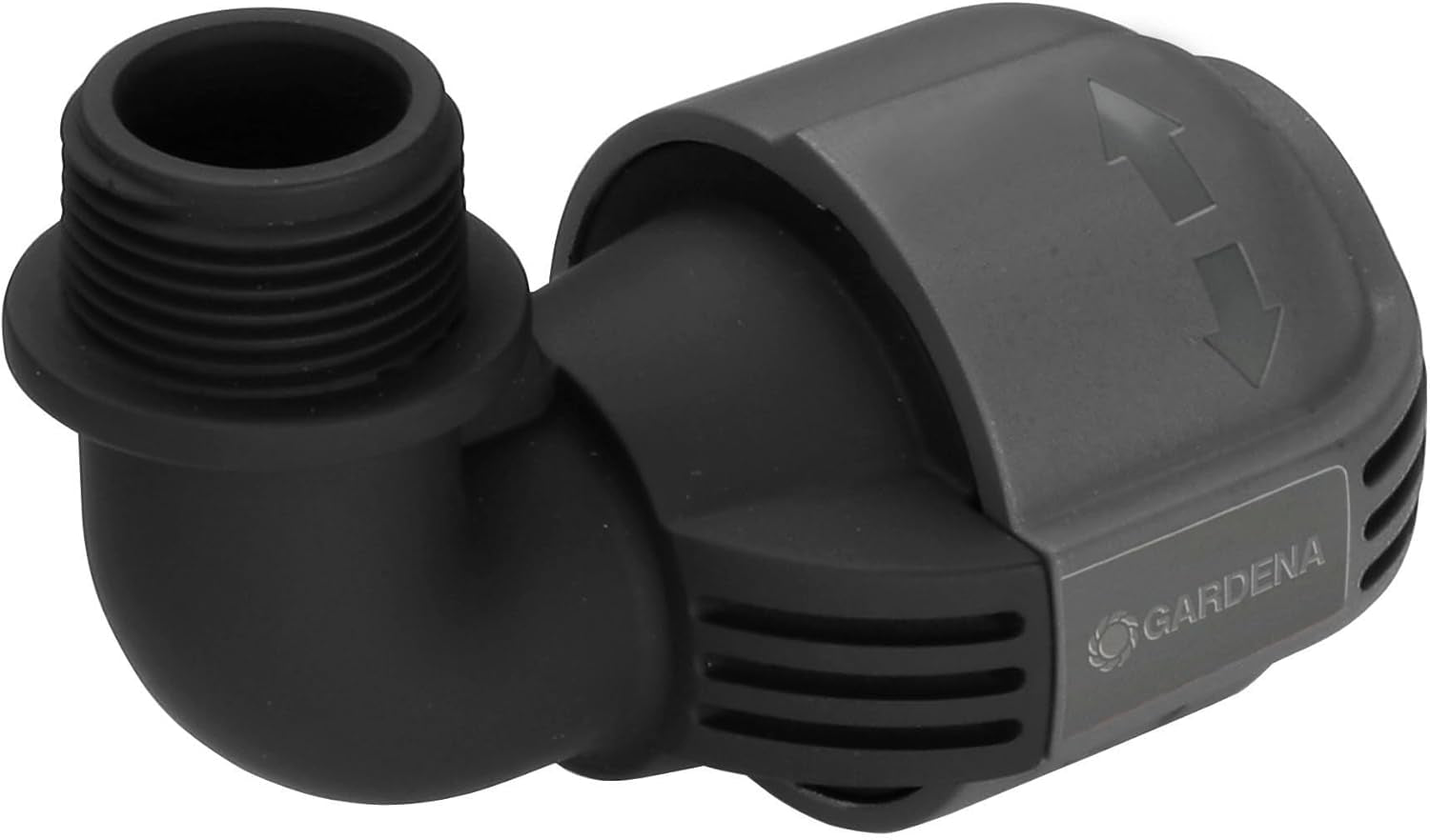 Sistem de irigații Gardena, piesă în L: Conector pentru schimbarea direcției conductei de alimentare, 25 mm, tehnologie de conectare Quick&Easy, compatibil cu conductele de alimentare Gardena de 25 mm, asamblare fără unelte (2773-20)