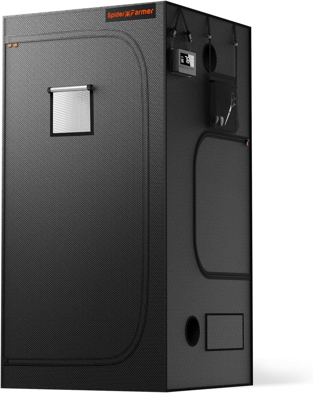 Cort de creștere Spider Farmer Pro 70x140x200 cm, cu ușă rulantă, fereastră de observare, panou de podea detașabil, material textil Mylar 2000D, pentru cultivare hidroponică în interior cu SF4000, G4500, SE4500