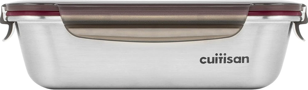 CANDL Cuitisan (Flora) borcan de depozitare a alimentelor din oțel inoxidabil cu capac cu clip, dreptunghiular, potrivit pentru cuptor cu microunde + cuptor, borcan de depozitare, EC7-SS10 2800ml Cutii depozitare alimente Naty Shop 22,0Cm X 15,7Cm X 6,5Cm / 1100Ml