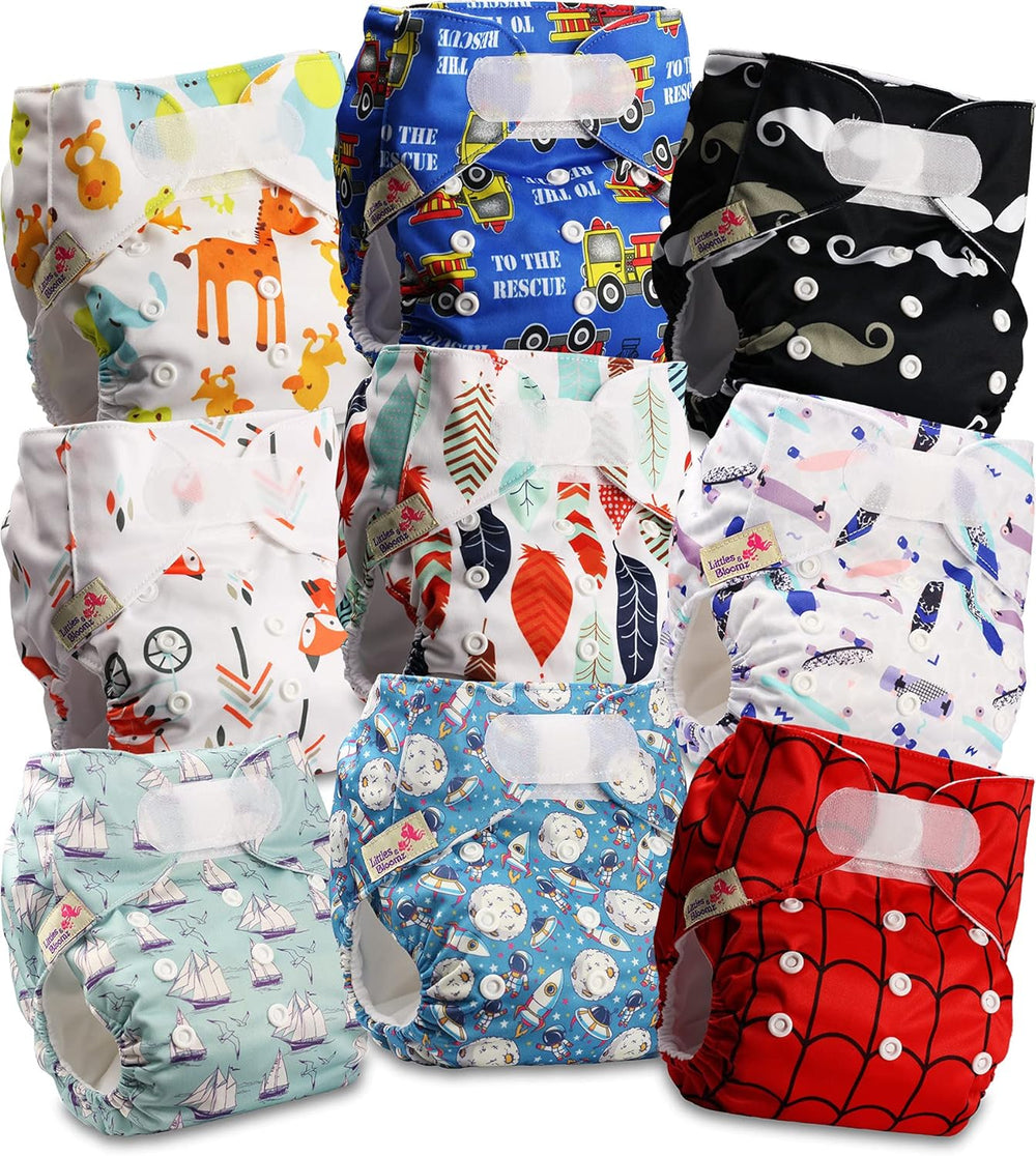 Scutec reutilizabil Littles and Bloomz FLV2-0602, sistem de închidere standard cu cârlig și buclă, 6 scutece