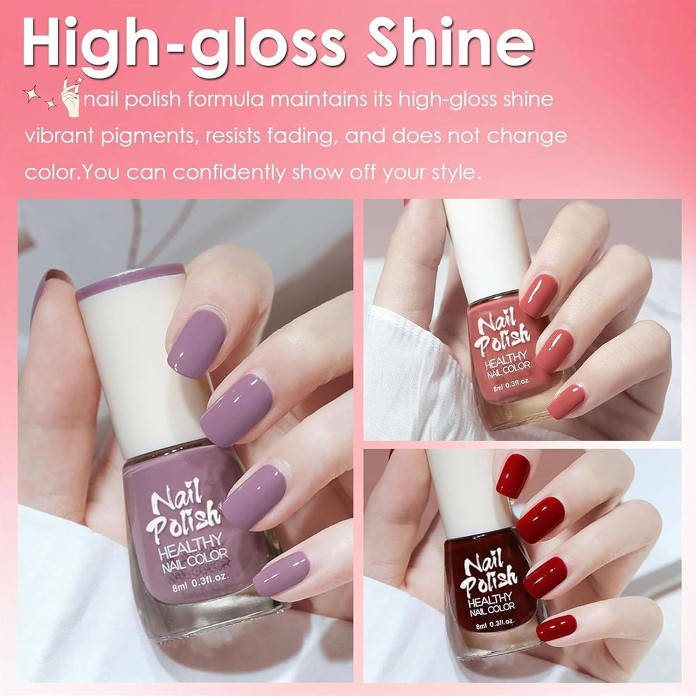 Set de ojă cu 6 piese - Oja roșie strălucitoare cu uscare rapidă și de lungă durată - Oja pe bază de apă non-toxică pentru saloane DIY, cadou de manichiură (Colorat A)