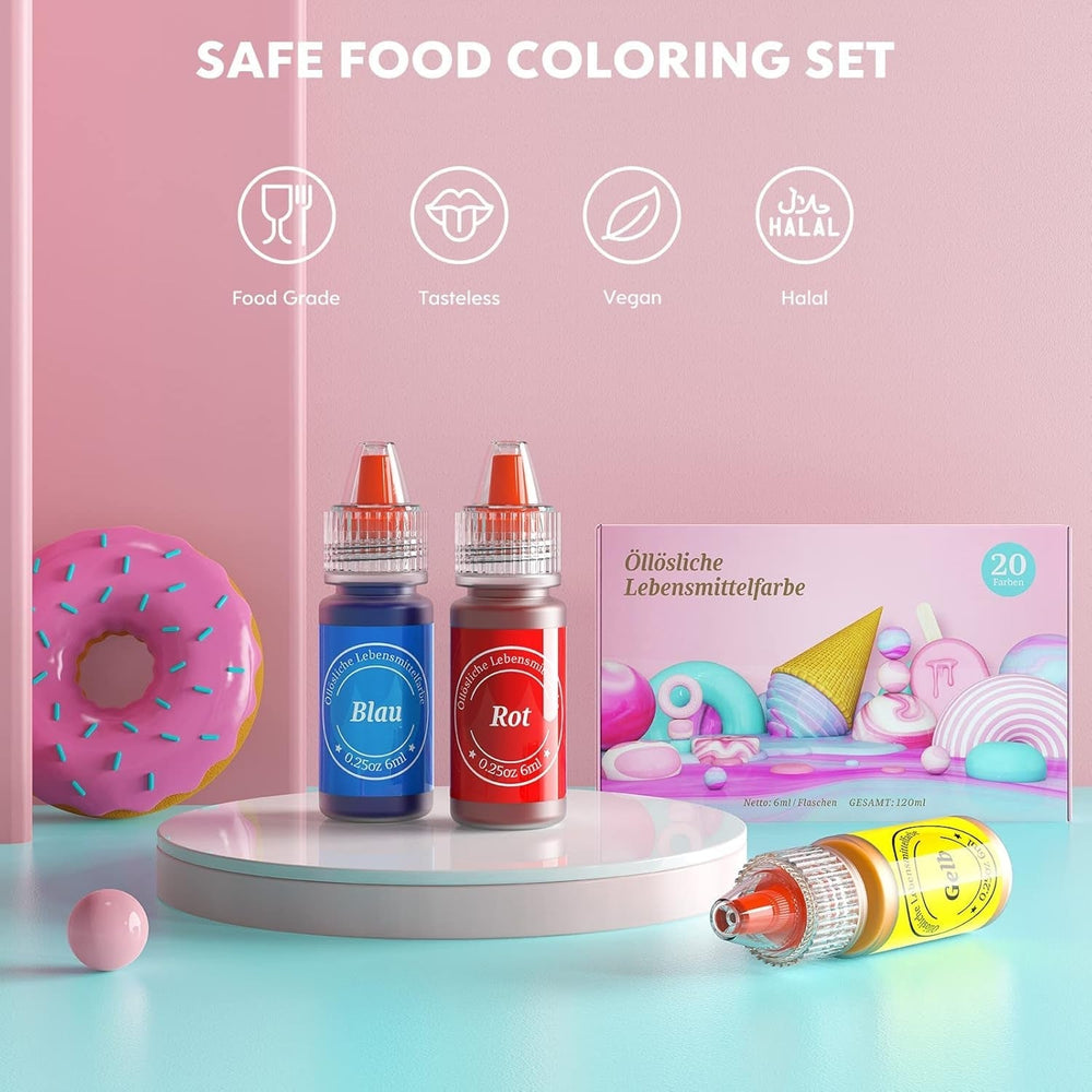 Fettlösliche Lebensmittelfarbe 20Er Set Lebensmittelfarbe Fettlöslich Für Osterschokolade Hohes Konzentrat Lebensmittelfarbe Ölbasis Für Kuchen Makronen Creme Donuts Fondant Naty Shop