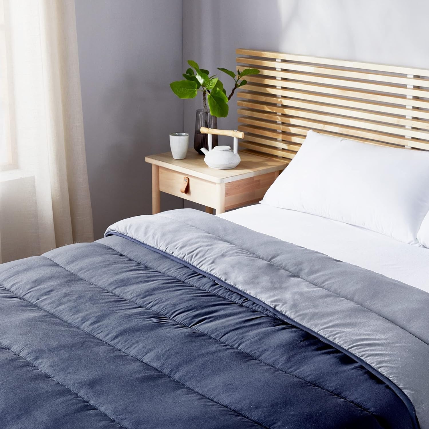 Pikolin Home - Plapumă reversibilă 300 G - Umplutură nordică bicoloră - Pentru pat 135 - Cosy, cald, respirabil, galben muștar, 220 X 220 Cm Plapumi si pilote Naty Shop