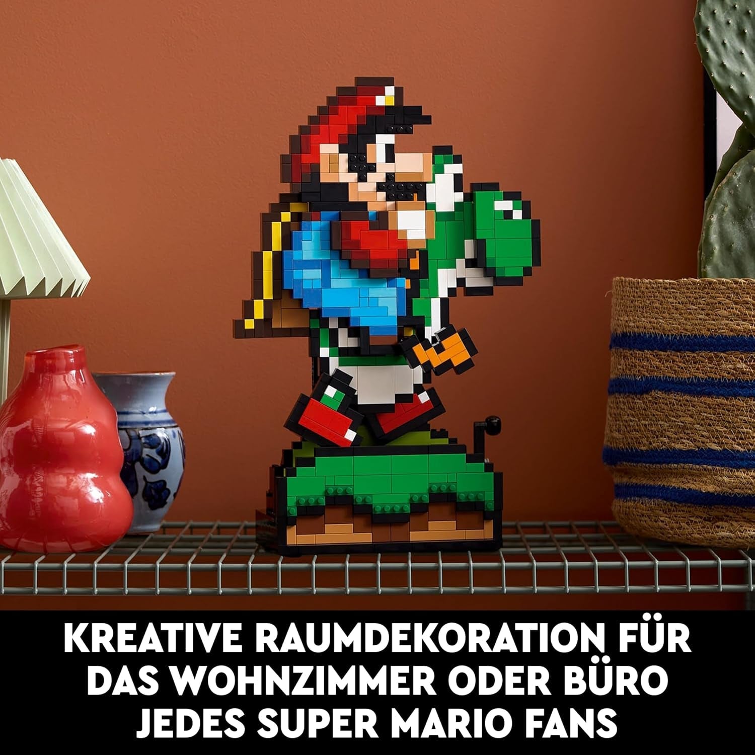 LEGO Super Mario World: Mario & Yoshi Nintendo Set zum Sammeln, pixelige Figuren, Modell zum Bauen und Ausstellen, Wohn-Deko und Sammlerstück, Modellbausatz und Geschenk für Erwachsene Fans 71438