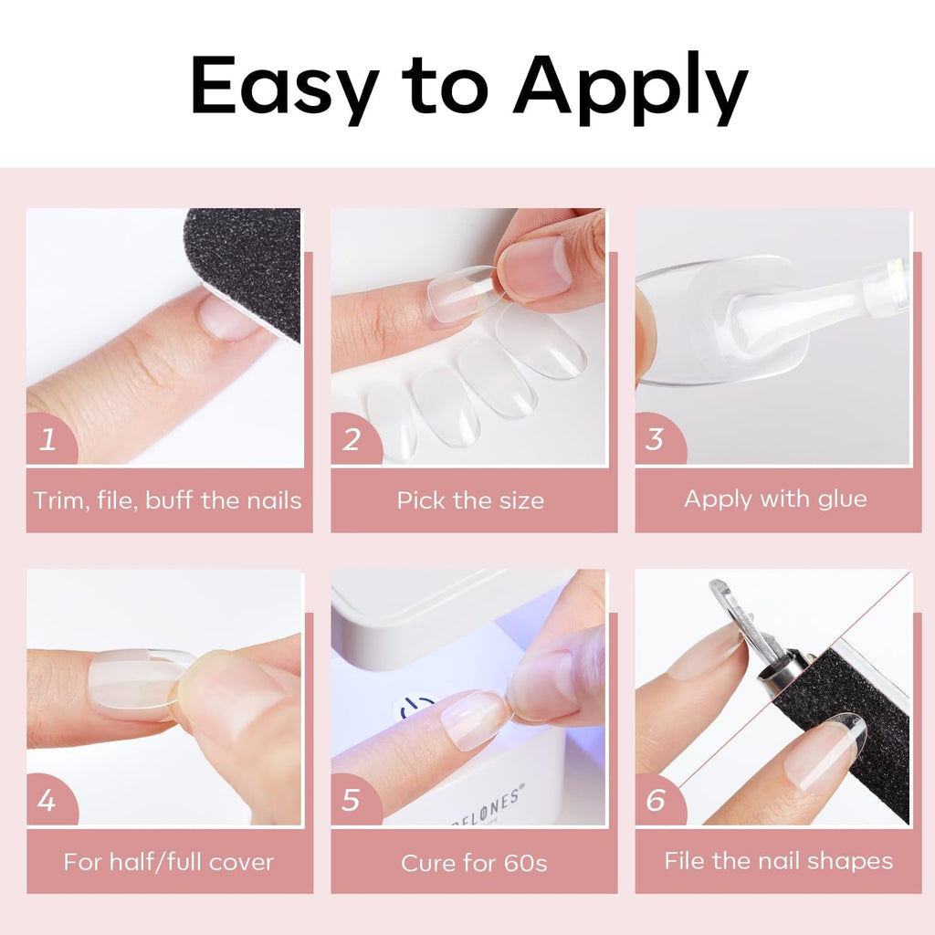 Modelones Tips Unghii 510 Piese - Set Tips Unghii Acoperire Completă, Set Tips Gel, Tips Unghii Rășină PMMA Pre-Lustruire, Unghii Artificiale pentru Lipire pe Nail Art DIY, Squoval Scurt