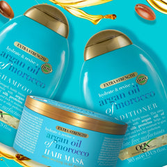 OGX Extra Strength Hydrate & Revive + Argan Oil of Morocco Hair Mask (300 ml), mască de păr luxoasă cu ulei bogat de argan și proteine de mătase Masca de par Naty Shop