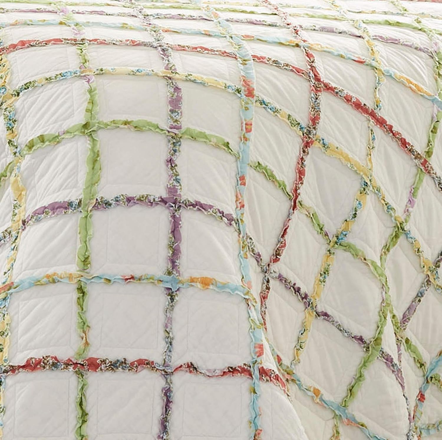 Laura Ashley Home Rüschen Garden Collection quilt, 100% bumbac, Ultra moale, Pentru toate anotimpurile, Reversibil, Elegant, Pat dublu, Culoare crem (197783) Plapumi si pilote Naty Shop