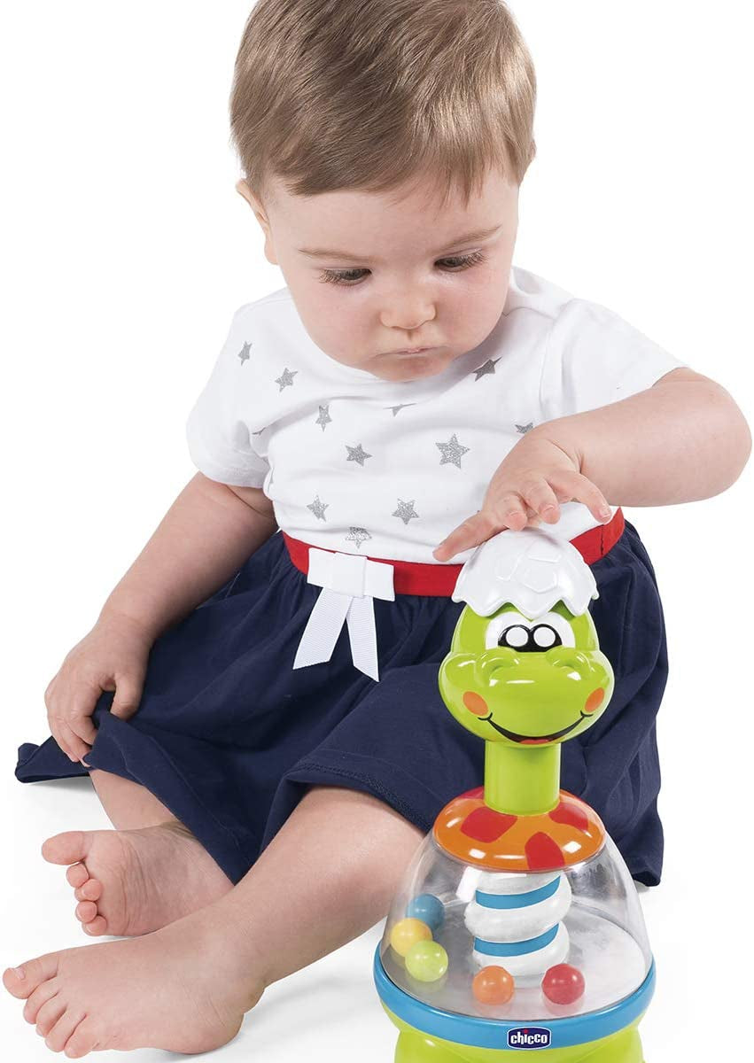 Rotitor Chicco Dino, rotitor cu bile colorate, mâner și oglindă centrală pentru jocuri de lumină, cadou pentru bebeluși și copii de la 6 luni la 3 ani Jucarii Bebe Naty Shop