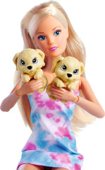 Simba Steffi Love Dog Buggy, Spielpuppe mit dem Hundebuggy und Zwei Hunden in herrausnehmbarer Tragetasche, Hundezubehör, 29cm, ab 3 Jahre