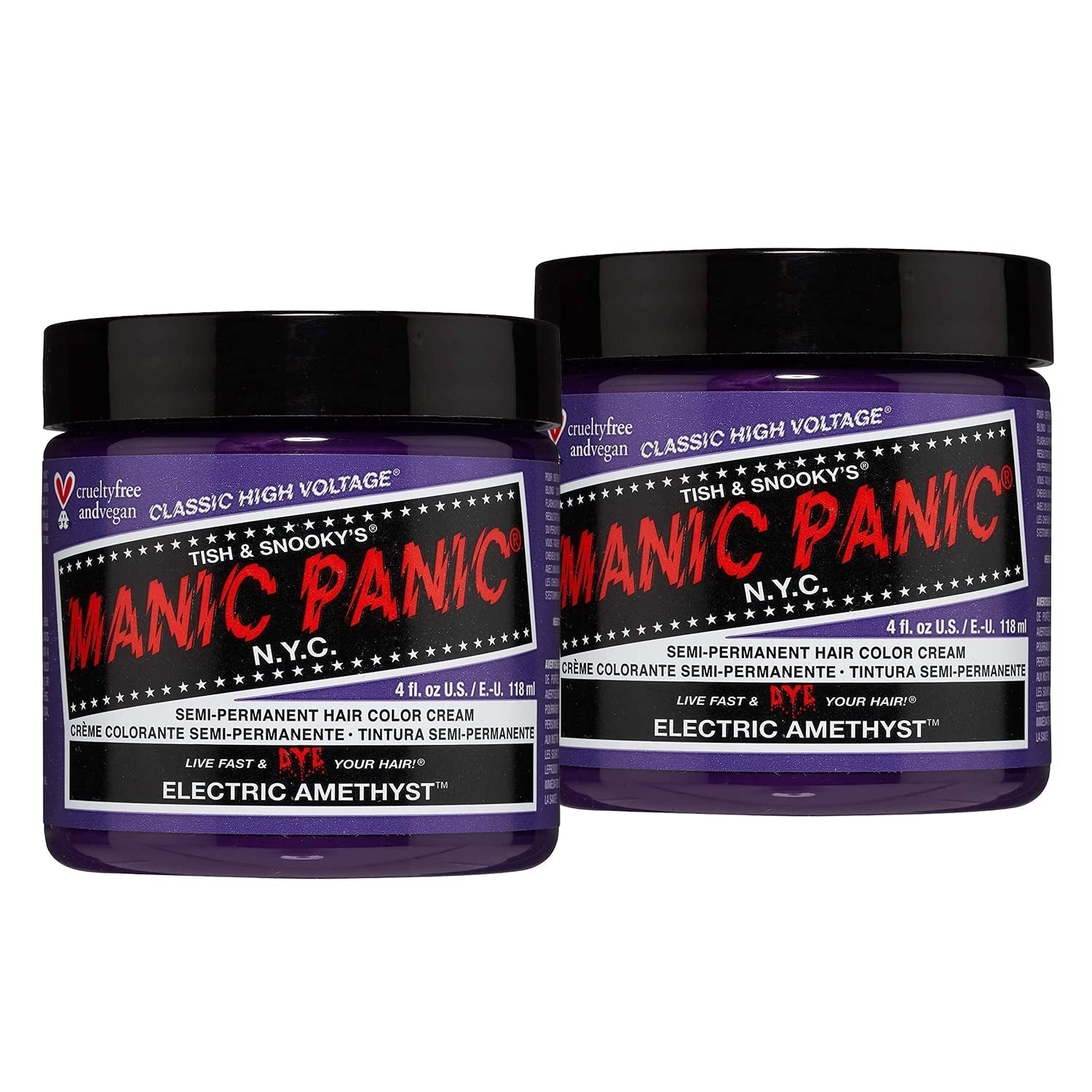 Manic Panic Electric Lizard Classic Cream, vegan, fără cruzime, vopsea de păr verde semipermanentă 118ml Vopsea pentru par Naty Shop Ametist electric 118 Ml (pachet de 2)