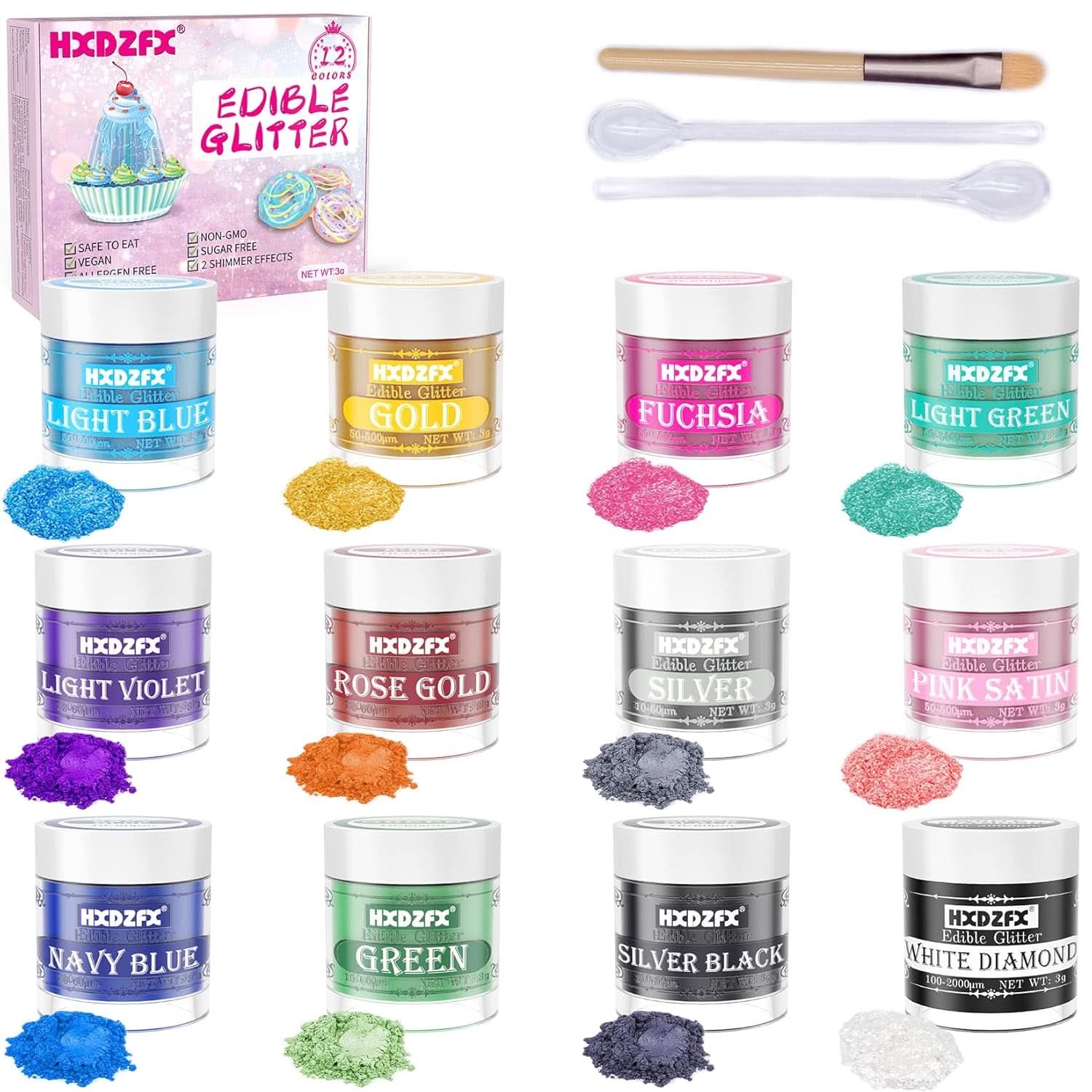 Set glitter comestibil, pudra, 3 grame per culoare Naty Shop 12 x 3 grame