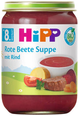 Supă de sfeclă roșie cu vită HiPP Organic (6 x 190g), de la 8 luni, fără sare adăugată, fără gluten, cu Omega 3, de cea mai bună calitate organică