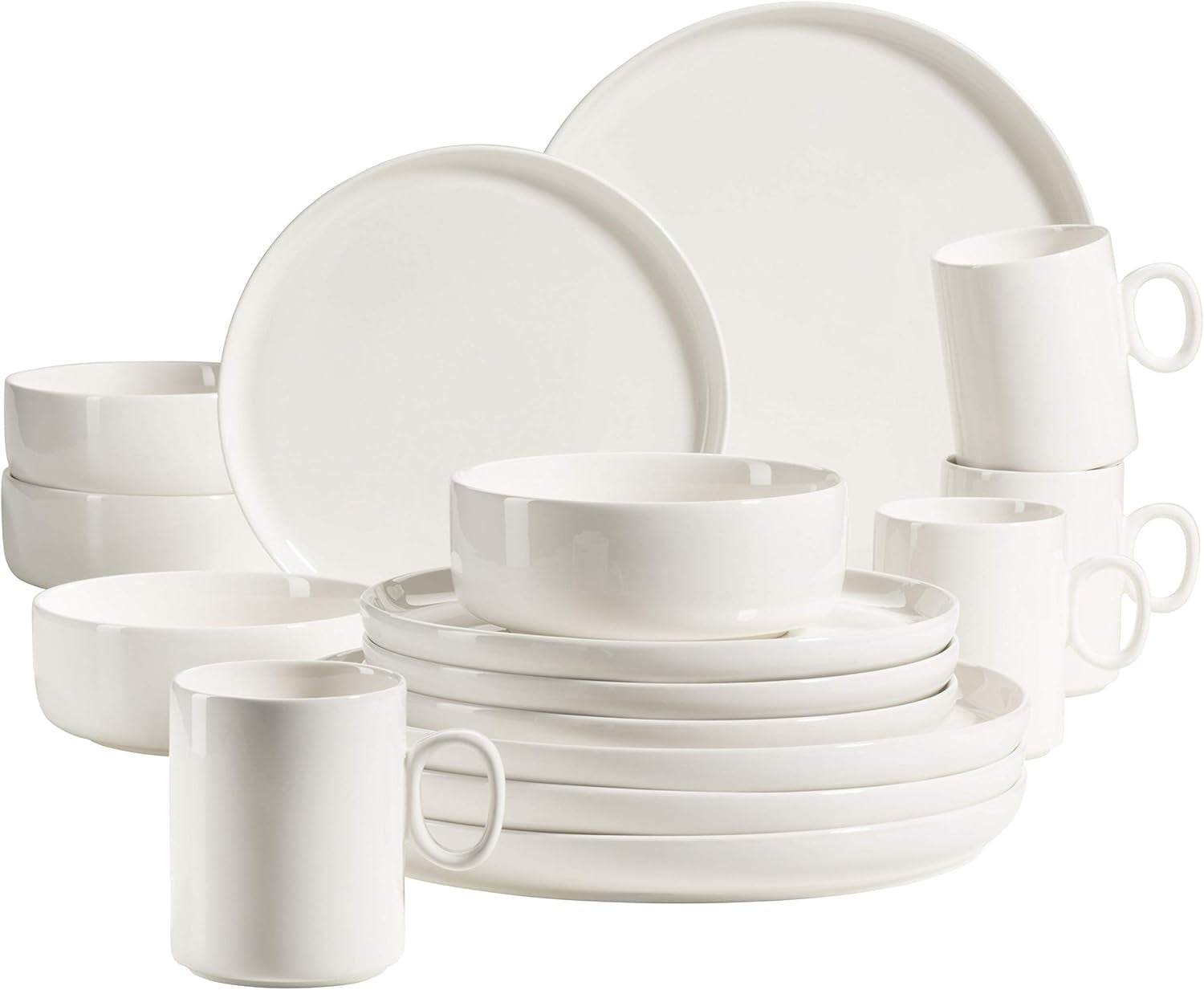 MÄSER 931617 Serie Finaro Geschirr Set Für 4 Personen in Gastronomie-Qualität, Skandinavisches Design, 16-Teiliges Kombiservice, Weiß, Durable Porzellan Seturi vesela masa Naty Shop Weiß