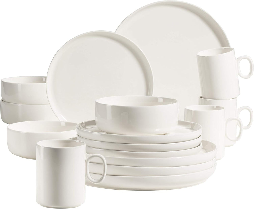 MÄSER 931617 Serie Finaro Geschirr Set Für 4 Personen in Gastronomie-Qualität, Skandinavisches Design, 16-Teiliges Kombiservice, Weiß, Durable Porzellan Seturi vesela masa Naty Shop Weiß