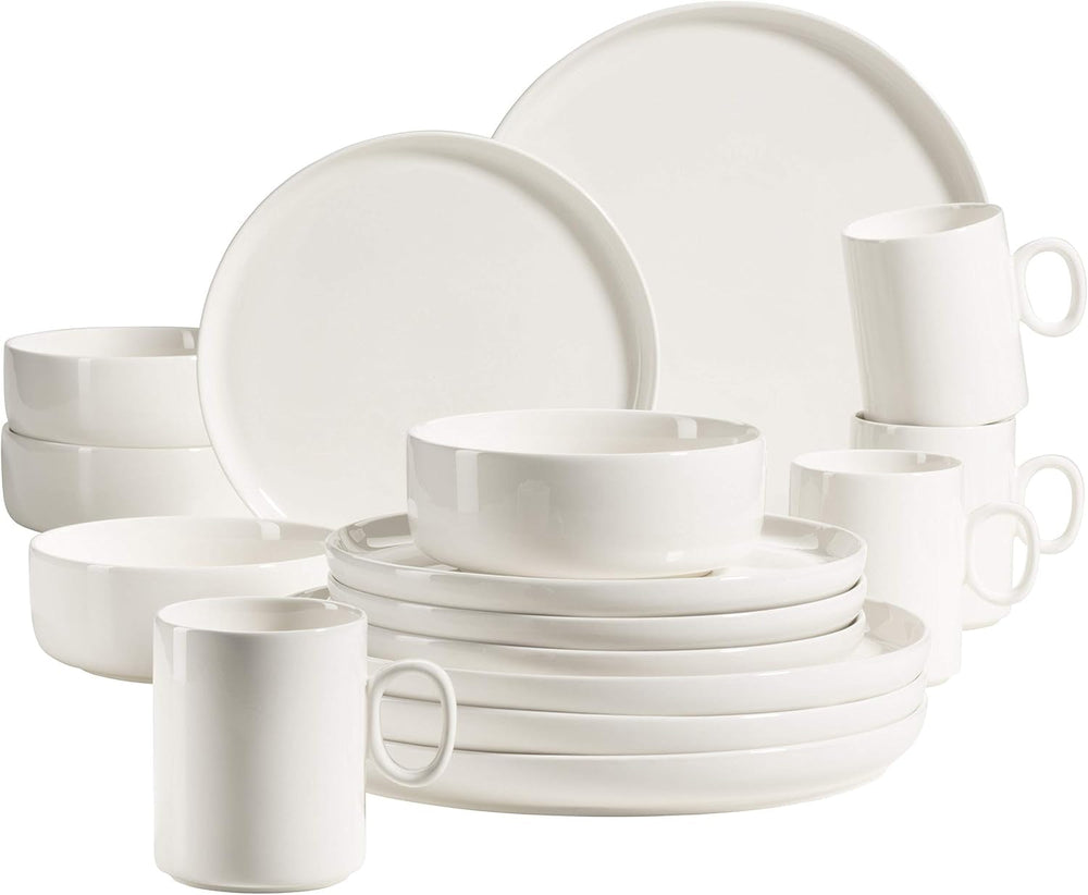 MÄSER 931617 Serie Finaro Geschirr Set Für 4 Personen in Gastronomie-Qualität, Skandinavisches Design, 16-Teiliges Kombiservice, Weiß, Durable Porzellan Seturi vesela masa Naty Shop Weiß
