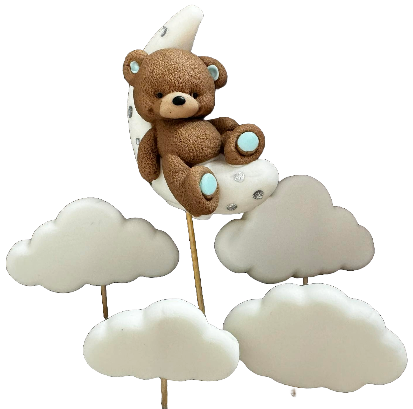 Set 5 decoratiuni comestibile din zahar, Ursulet Decoratiuni din Pasta de Zahar Naty Shop