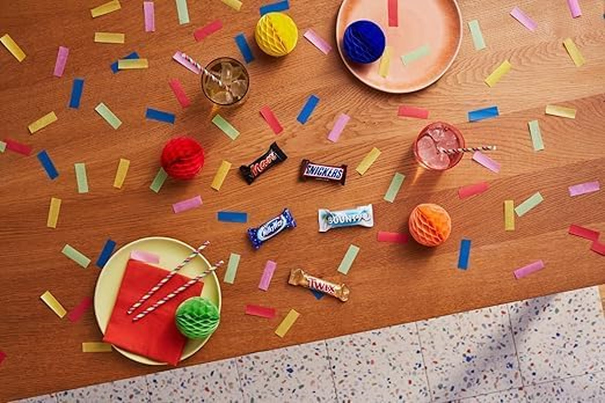 Pachet vrac cu mini ciocolată mixtă, ciocolată, 35 de mini gustări de ciocolată (Mars, Snickers, Bounty, Twix, Milky Way) ca dulciuri, cadou de ciocolată, cutie de bomboane (710g)