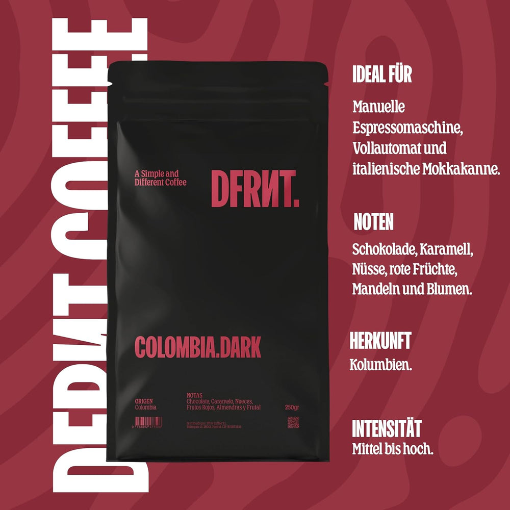 . Colombia Dark 2 x 250 g – Spezialitätenkaffee in Bohnen (86,75 SCA Punkte) – 100% Arabica – Noten von Schokolade und Karamell – Idealer Espresso – Dunkle Röstung – Frisch geröstet in Spanien