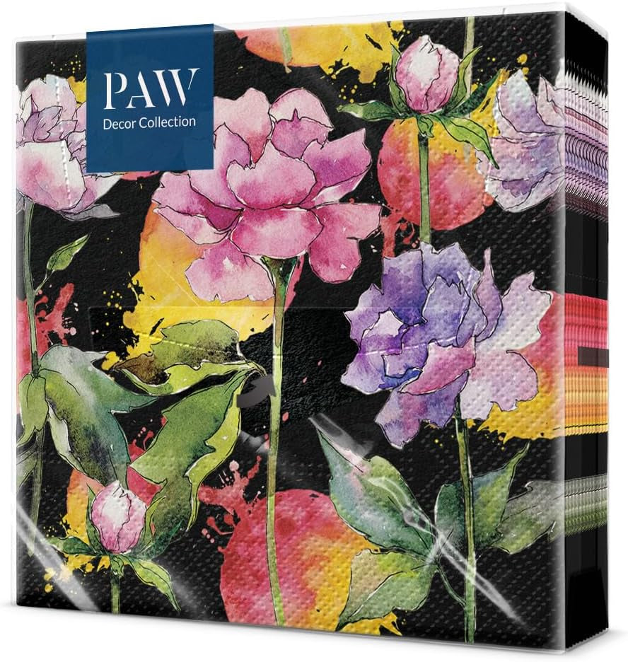 PAW - Șervețele 3 straturi (33 X 33 Cm) I 20 bucăți I Perfect pentru zile de naștere, petreceri, nunți, comuniuni și sărbători I Decorațiuni de masă Șervețele de hârtie colorate - ierburi I aromă de ierburi