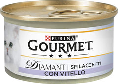 Hrană umedă Diamant pentru pisici adulte, fileuri cu carne de vițel, 24 de conserve a câte 85 g fiecare