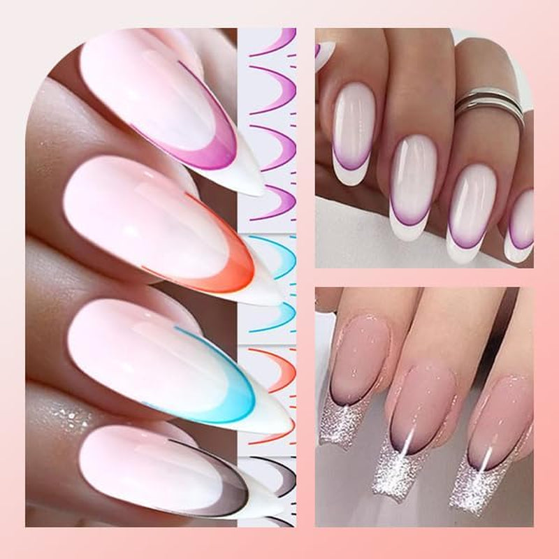 French Tip Nagelaufkleber - 6 Blatt Selbstklebende Nail Art Schablonen - Nagel Zubehör Und Dekoration