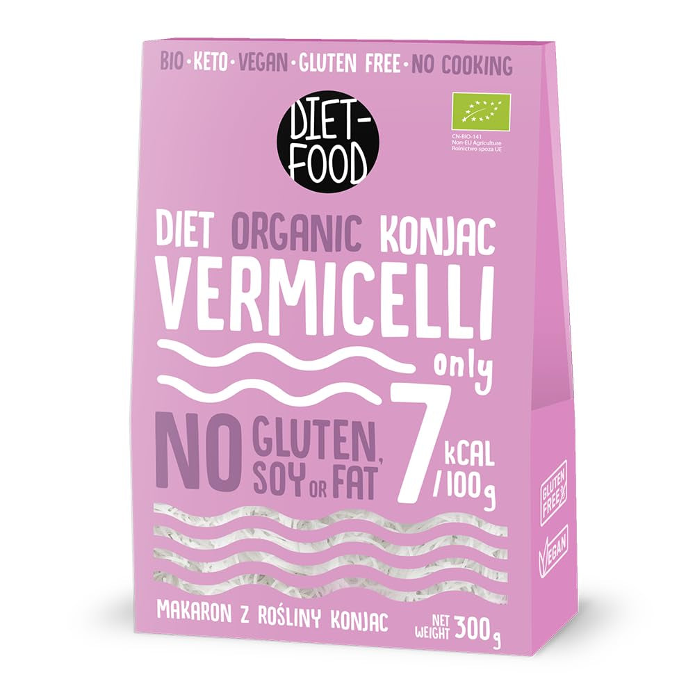 DIET-FOOD Orez instant organic Shirataki Konjac, cu conținut scăzut de carbohidrați, cu conținut scăzut de calorii, vegan, fără grăsimi, fără soia, fără gluten, keto-friendly, pentru slăbit, 300 de grame