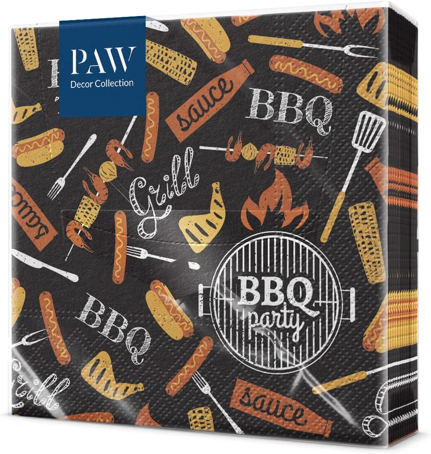 PAW - Șervețele 3 straturi (33 X 33 Cm) I 20 de bucăți I Perfect pentru petreceri, zile de naștere, sărbători I Decorațiuni de masă pentru petreceri pentru copii - Șervețele de hârtie colorate cu motiv - fotbal I minge de fotbal (pachet cu 2)