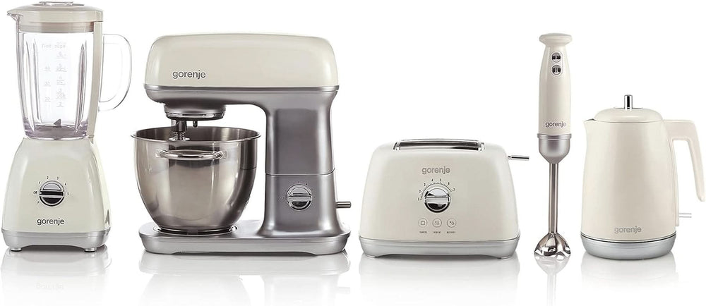 Gorenje MMC 1000 RL Küchenmaschine 7 Geschwindigkeitsstufen/Schüssel 4,5 Liter/ 1000 W Motorleistung / 3D Mixen/Supersilent/Easyclean/Überhitzungsschutz/Drehzahlregulierung/Champagne Mama si Copilul Naty Shop