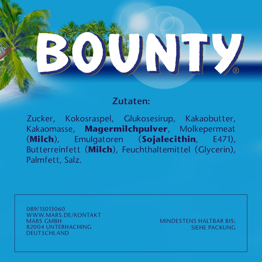 Batoane de ciocolată Bounty | Nucă de cocos și ciocolată | Diverse dimensiuni de ambalaj