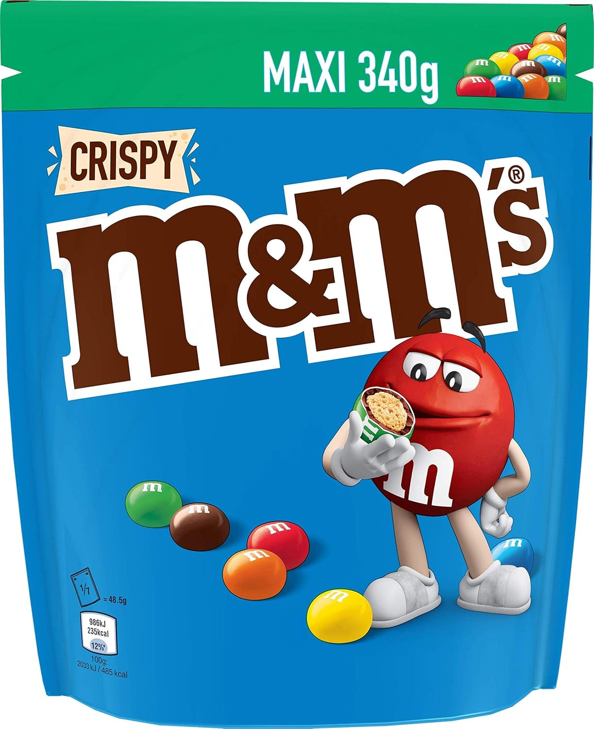 Pachet mare de ciocolată M&M's, Linte crocantă cu ciocolată și glazură colorată de zahăr, Mix pentru petreceri, 1 x 800 g, Bomboane cu tematică de fotbal american