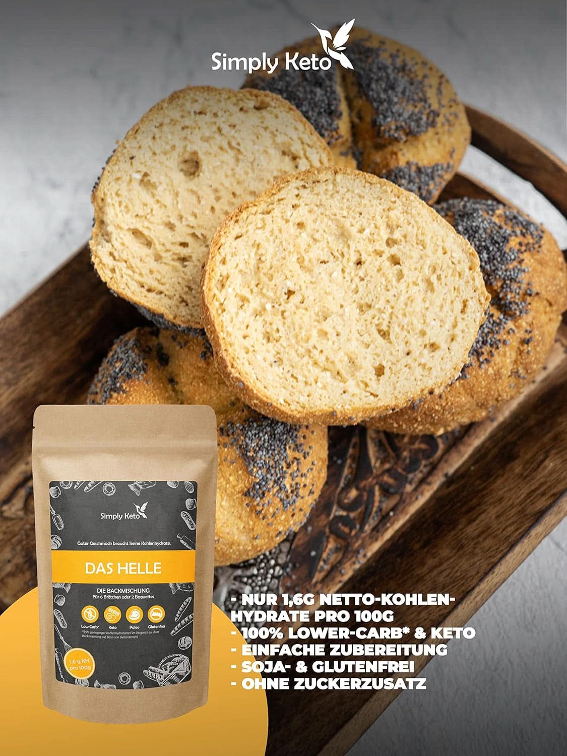 Simply Keto The Light Lower Carb* Bread, Mix pentru pâine fără gluten, 260 grame Bucatarie Naty Shop