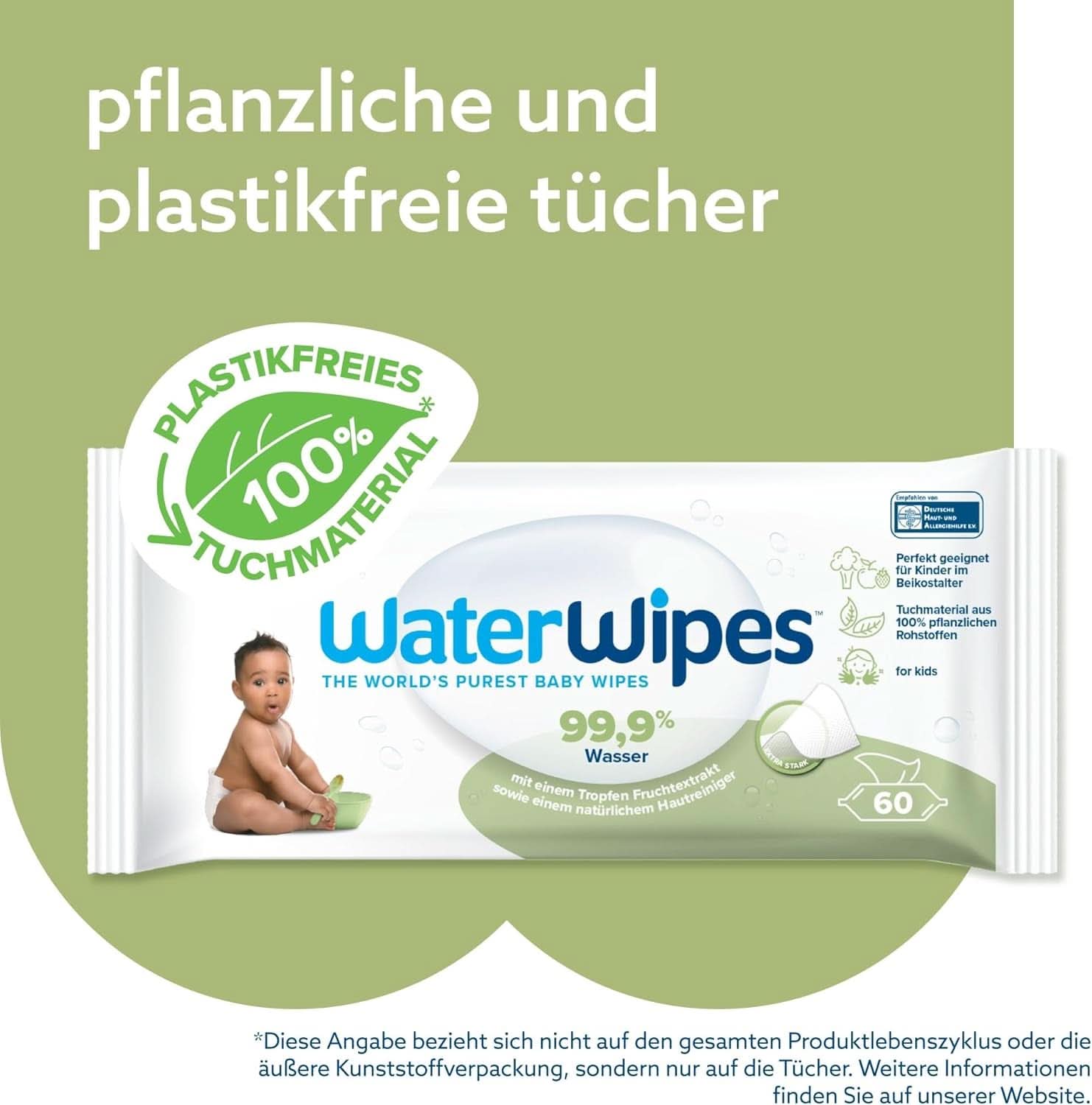 Waterwipes Plastikfreie, Texturierte Reinigungstücher Für Kleinkinder & Babys, 240 Stück (4 Packungen), 99,9 % Wasserbasierte Reinigungstücher, Unparfümiert Für Empfindliche Haut Naty Shop