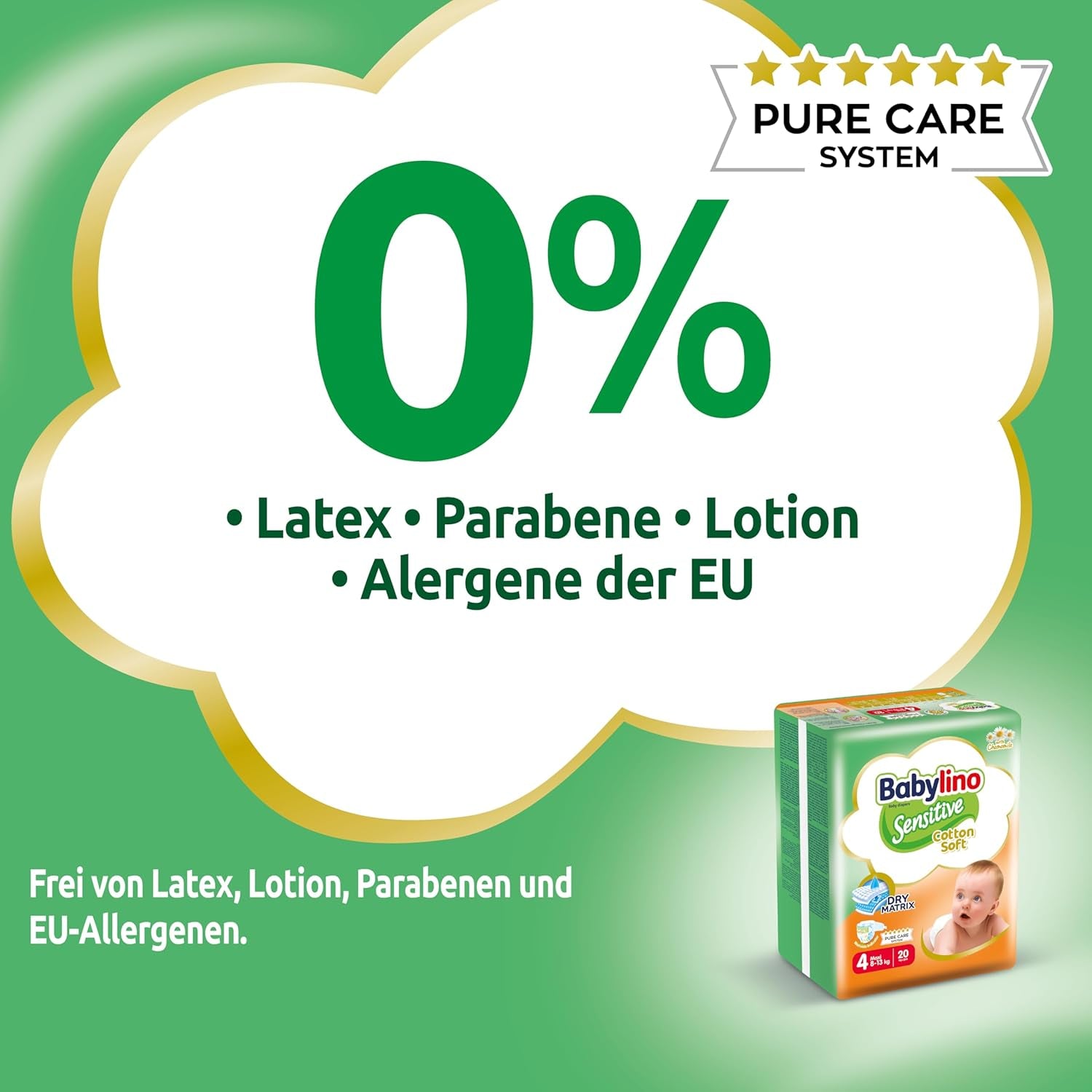 Scutece pentru bebeluși Sensitive mărimea 4, Maxi (8-13 kg), 20 bucăți
