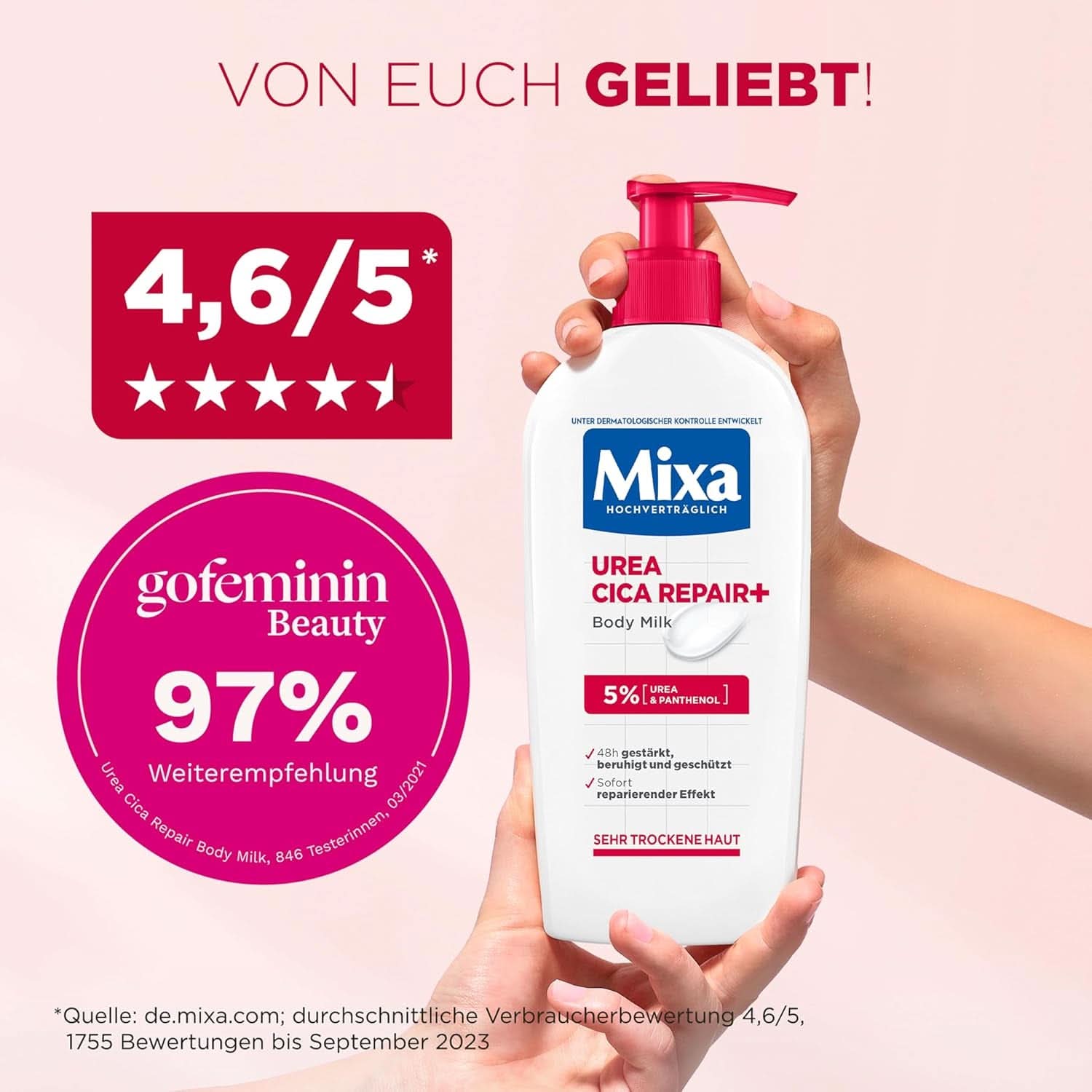 Mixa Urea Cica Body Lotion XXL, Cu uree și pantenol regenerant, Lapte de corp calmant și protector, Pentru piele uscată, 400 ml Duș și baie Naty Shop