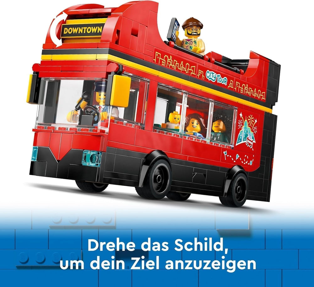 Autobuz cu două etaje LEGO City, autobuz de jucărie cu două etaje, set de vehicule pentru fete și băieți de la 7 ani, conține 5 figurine, inclusiv un bebeluș într-un cărucior 60407 Seturi de constructie Besuche den LEGO-Store