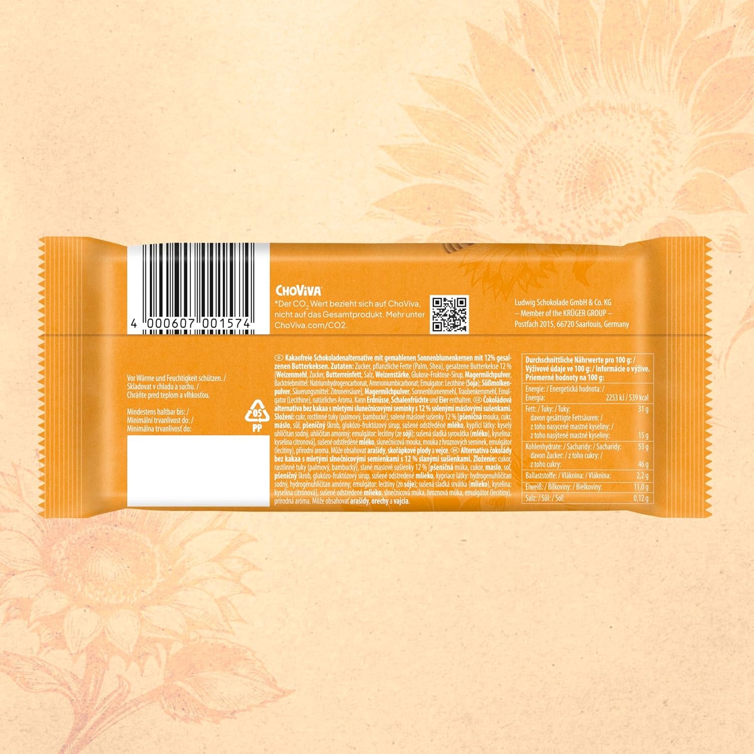 Biscuite cu unt sărat și ChoViva, baton de 80g, făcute din alternativă la ciocolată cu semințe de floarea-soarelui