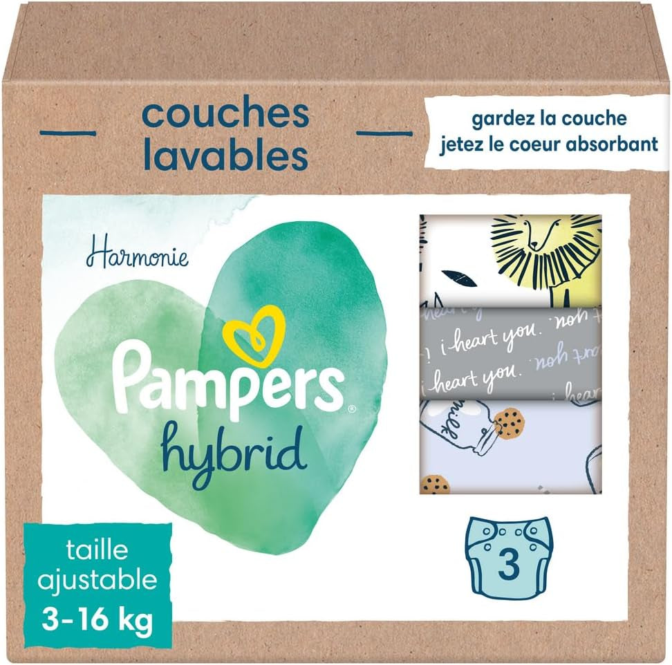 Scutece lavabile Pampers - Harmony Hybrid pentru bebeluși, pachet de 3 scutece lavabile - 1 bucată