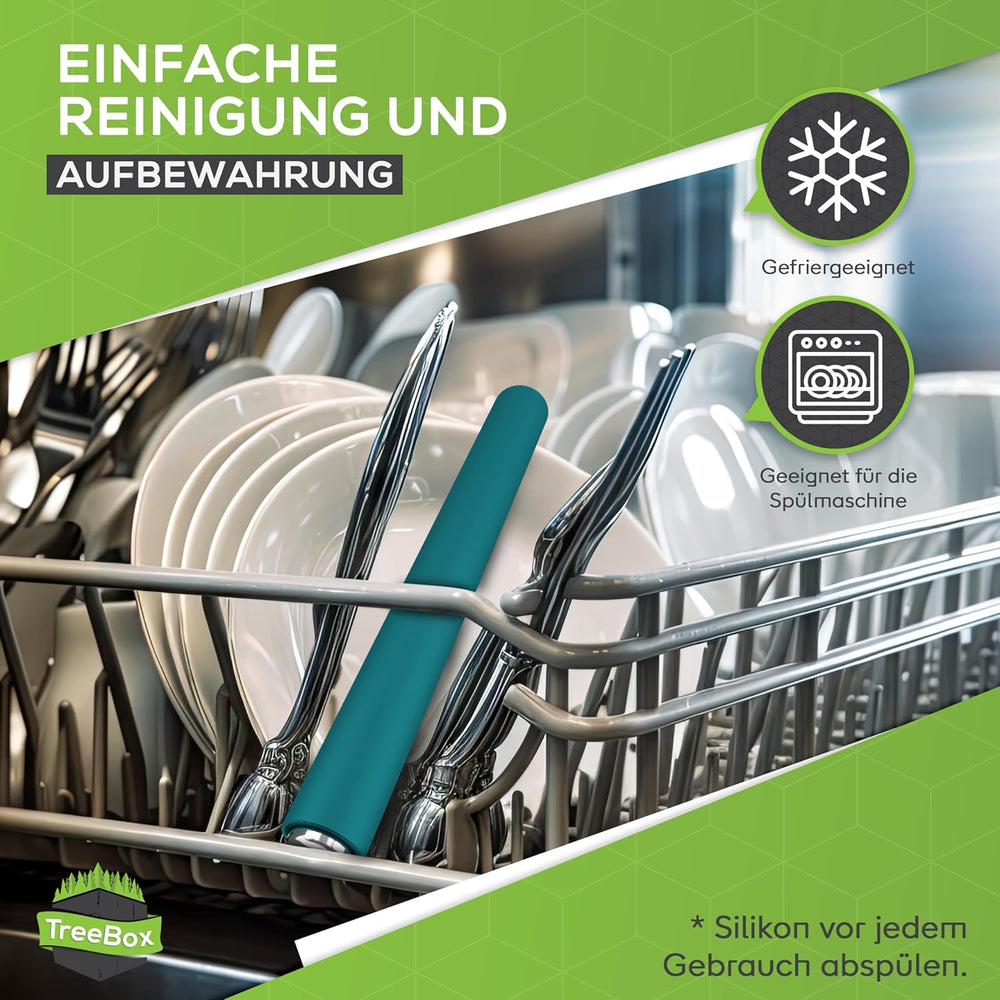 Sucitor - rolă de aluat din silicon și oțel inoxidabil - Sucitor modern fără mânere cu efect antiaderent, întinde fondant și aluat în cel mai scurt timp, ustensile de copt