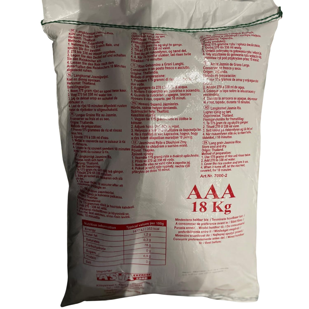 ROYAL THAI RICE - Orez cu bob lung și parfumat cu iasomie - 1 x 18 kg