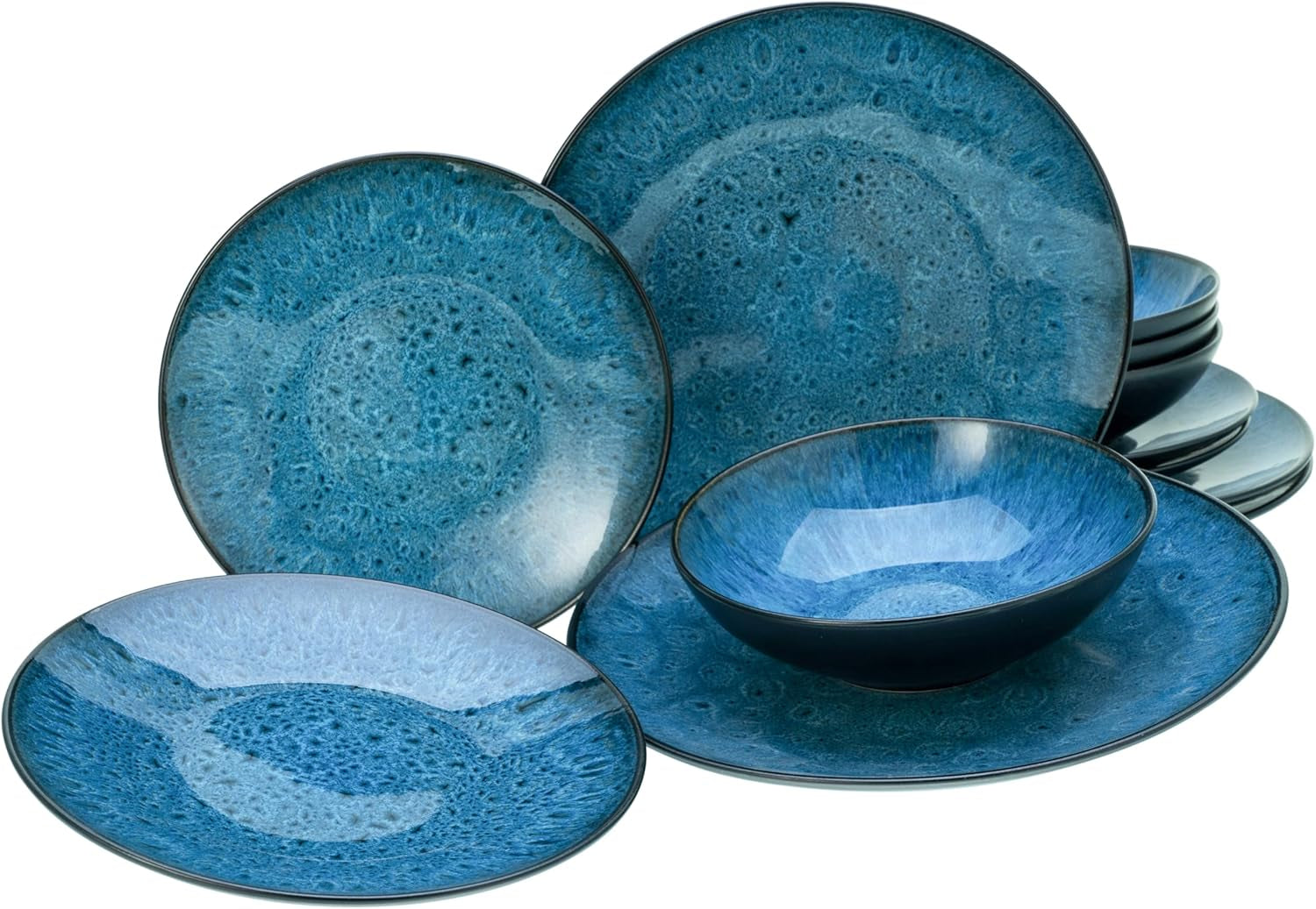 Creatable, 23630, Seria CAPRI - Smalt reactiv, Set de veselă 16 piese Seturi vesela masa Naty Shop Albastru Set de farfurii 12 buc.