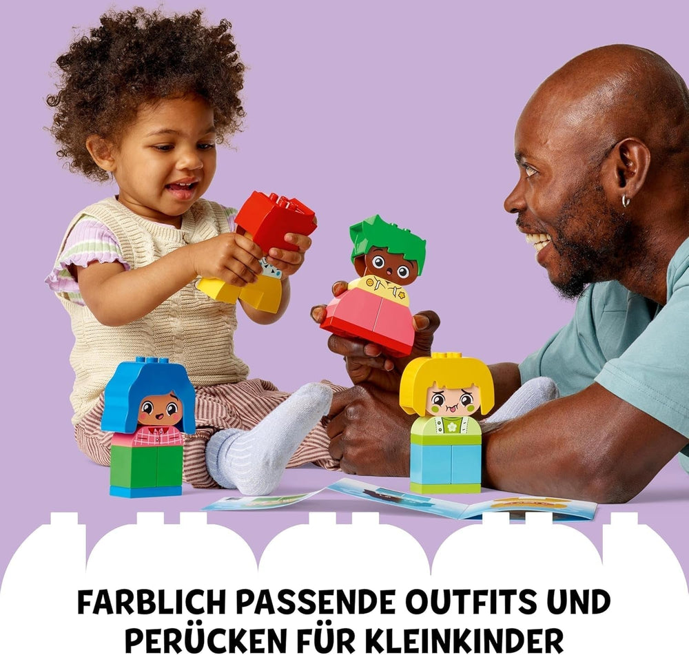 LEGO DUPLO Big Feelings, joc de stivuire pentru construcții cu 23 de cărămizi colorate și 4 figurine, jucărie pentru abilități motorii pentru a promova dezvoltarea socială și emoțională a copiilor mici de la 18 luni 10415 Seturi de constructie Besuche den LEGO-Store