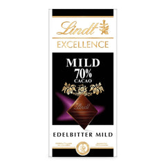 Lindt Ciocolată | EXCELLENCE Mild Baton 70% | 100g | Ciocolată neagră blândă cu aromă intensă de cacao | Baton de ciocolată vegan