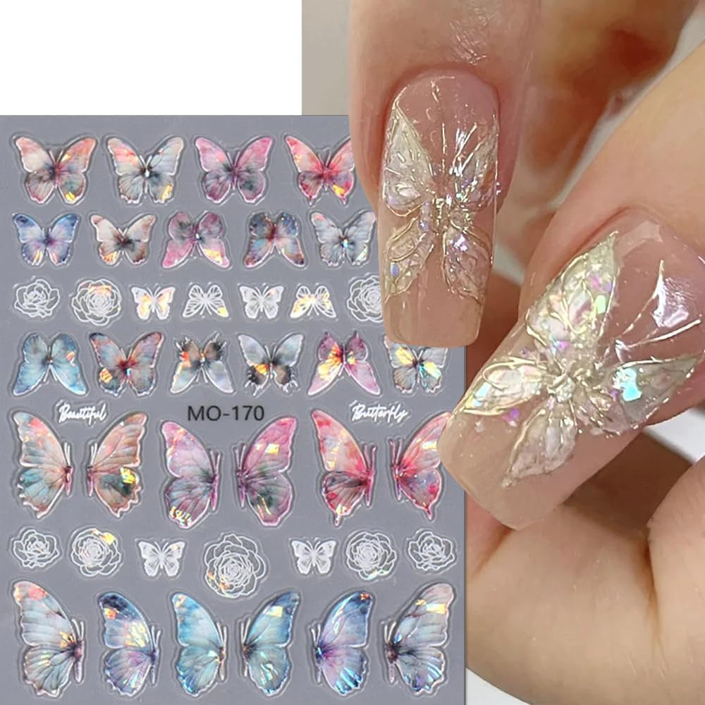 5D în relief fluture unghii autocolante autoadezive fluturi decorare unghii autocolante aurora fluture unghii arta autocolante accesorii unghii design fluture unghii autocolante nail art autocolante