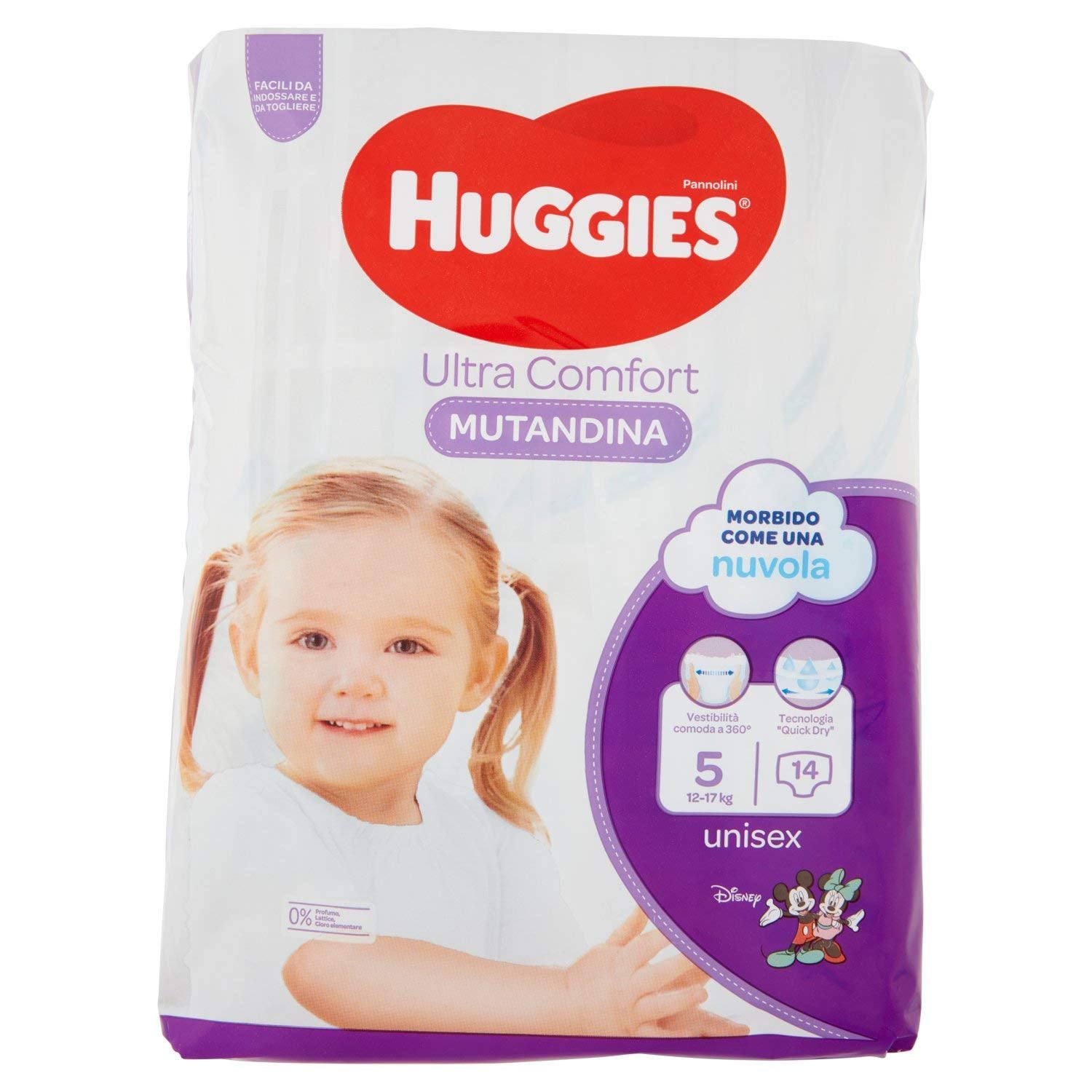 Huggies PANNOLINI Mutandina Scutec de unică folosință, pentru copii/fete, 12 kg, 17 kg, multicolor, 14 bucăți (S)