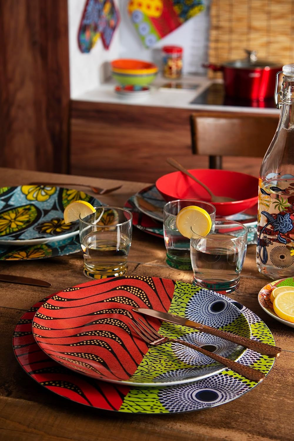 Excelsa Africa serviciu de farfurii 18 piese, porțelan și ceramică, multicolor Naty Shop