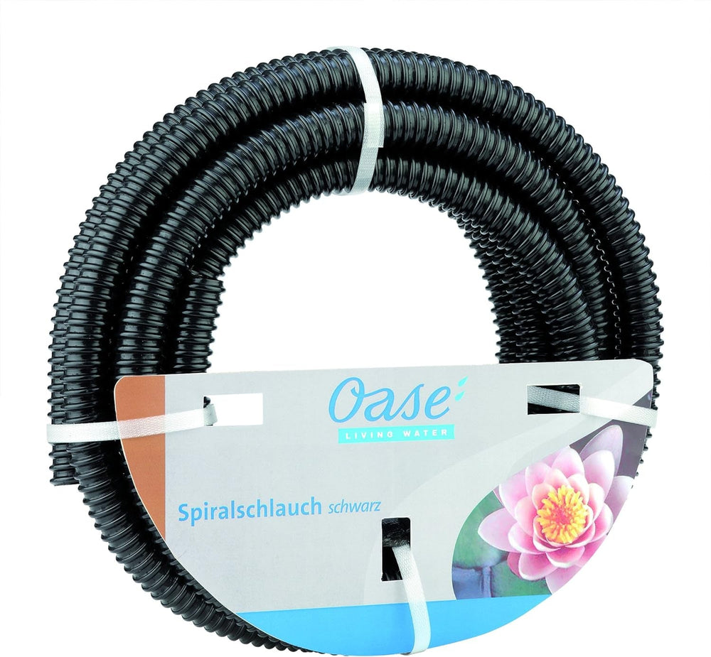 Furtun spiralat Oase 57529 (Ø 19 mm), 5m - Furtun de iaz de înaltă calitate pentru grădină și iaz, furtun flexibil de apă, utilizabil ca furtun de aspirație, furtun de pompă, negru