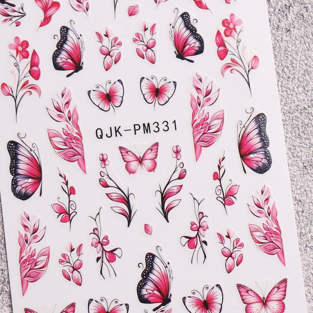 JMEOWIO Nagelsticker Blume 10 Blatt Nail Art Sticker Selbstklebend Nagelaufkleber Frühling Sommer Floral Dekoration Nageldesign Zubehör