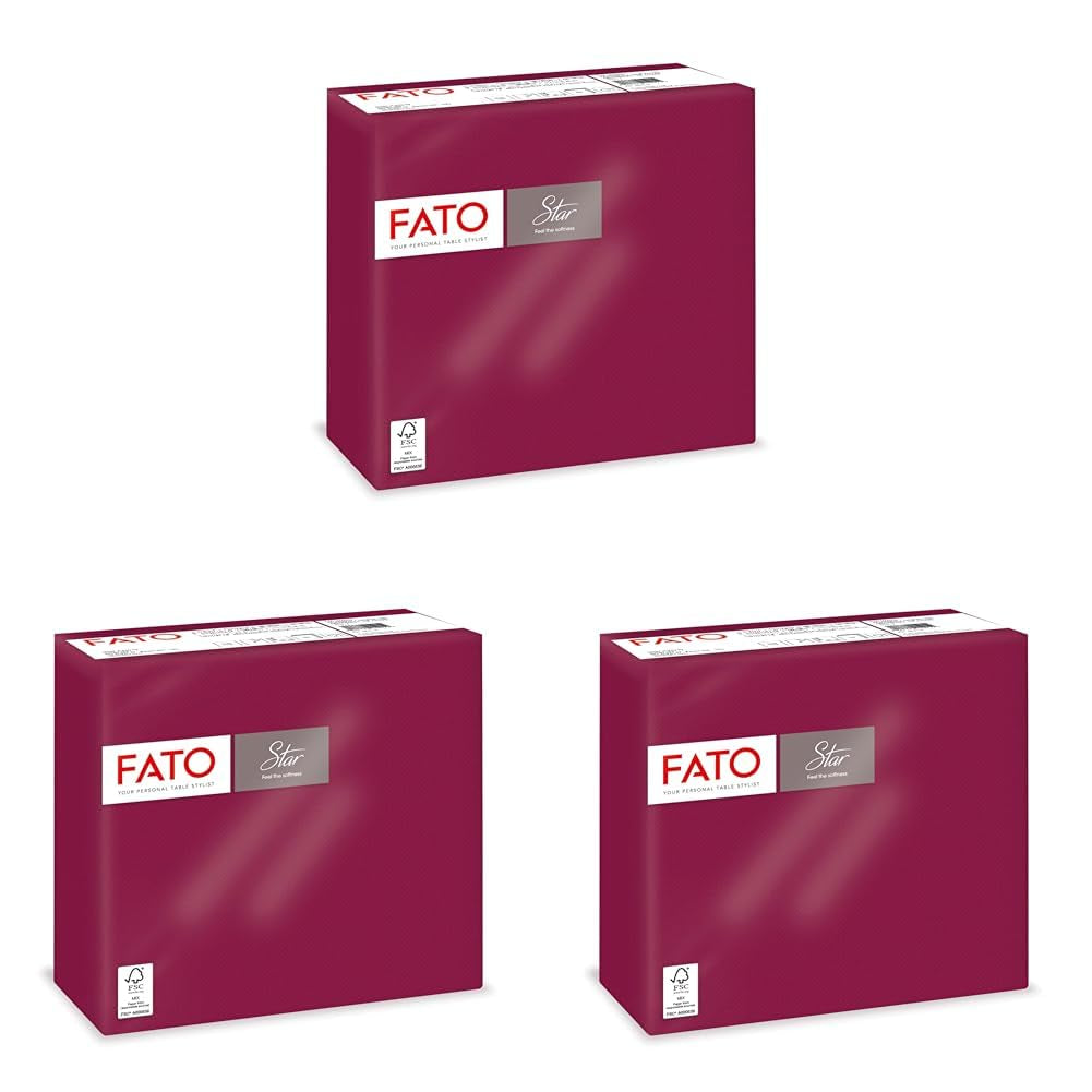 - Șervețele de hârtie de unică folosință, Softness And Softness, pachet de 40 șervețele, dimensiune 38X38, pliate 4 ori, 2 straturi, culoare Bordeaux, hârtie din celuloză pură 100%, certificată Fsc (pachet de 3)