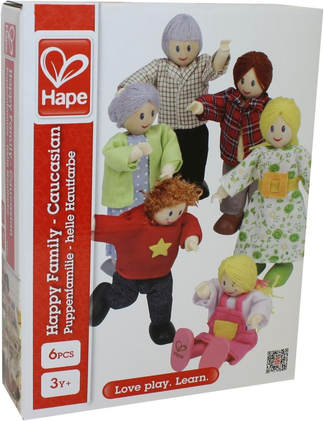 Hape E3401 Casă Patru Anotimpuri, Mobilată și E3500 - Familie de Păpuși, Piele Deschisă