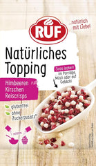 RUF chipsuri de orez, fără aditivi artificiali, amestec de fructe pentru terci și produse de patiserie, fără gluten, vegan, 15 grame Sprinkles Naty Shop 15 grame Orez, Cirese, Zmeura